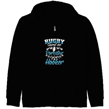 Discover Funny Rugby Player Outfit Rugby Saved Me Zip Hoodies