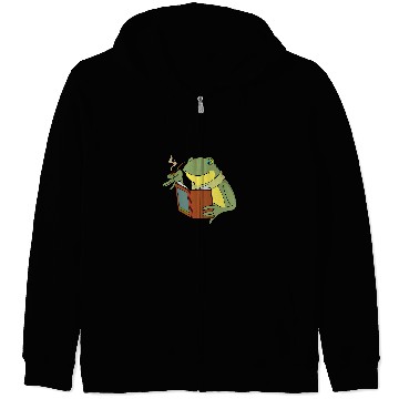 Discover Cottagecore Frog Book Design for a Nature Lover Zip Hoodies