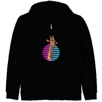 Discover Retro Giraffe Synthwave Giraffe Zoo Worker Animal Zip Hoodies