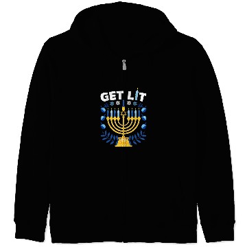 Discover Funny Ugly Hanukkah Sweater Lets Get Lit Menorah 298 Zip Hoodies