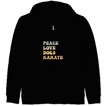 Discover Peace Love Dogs Karate Funny Retro Zip Hoodies