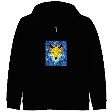 Discover Fox Lover Starry Night Animal Face Mandala Fox Zip Hoodies