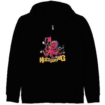 Discover CF Coffee Funny Coffee Multitasking Squid Octopus Zip Hoodies