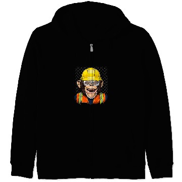 Discover Chimpanzee Construction Worker Great Ape Chimp Primate 210 Zip Hoodies