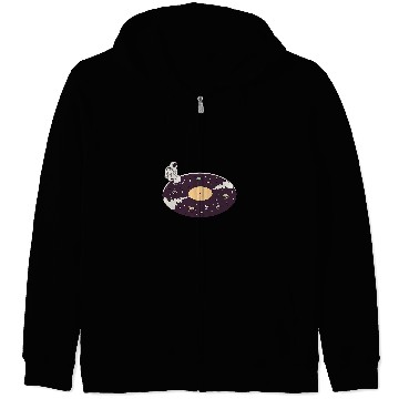 Discover Astronauts Planet Vinyl Record Space Astronaut Spacecraft Spaceman Zip Hoodies