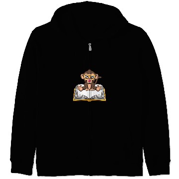 Discover Funny Monkey Book Reading Ape Literature Zip Hoodies