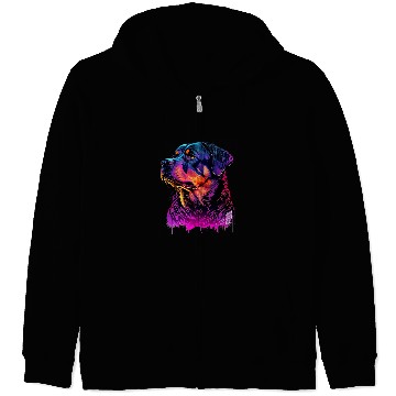 Discover Dog Rottweiler Synthwave 80s Retrowave Aesthetic 3 Zip Hoodies