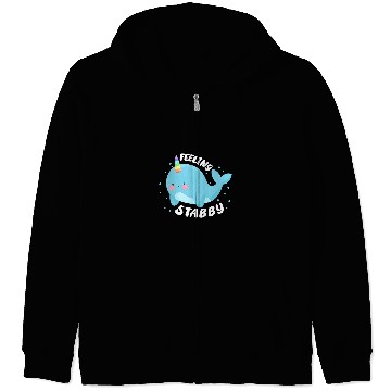 Discover Feeling Stabby Unicorns Narwhal Whale Kawaii Zip Hoodies