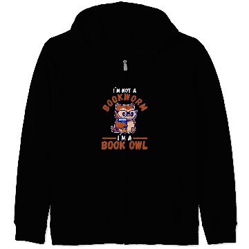 Discover Bookworm Owl Reading Book Reader Zip Hoodies