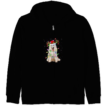 Discover Dog Samoyed Lover xmass Lighting Santa Samoyed Christmas Zip Hoodies