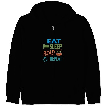 Discover Cute Kitty Cat Face Eat Sleep Read Repeat Zip Hoodies