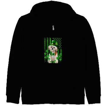 Discover American Flag Shih Tzu Dog Hat Irish St Patricks Day Zip Hoodies