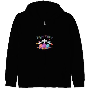 Discover Christian Happy Easter Jesus Resurrection Sunday Egg Rabbit Holiday Christ Zip Hoodies