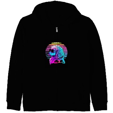 Discover Poodles Synthwave Sunset Aesthetic Poodle dog Zip Hoodies