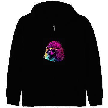 Discover Poodles 80s Synthwave with Poodle Retrowave Poodle dog Zip Hoodies