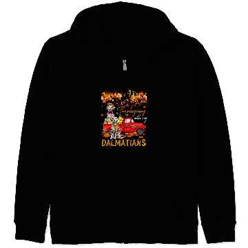 Discover Dalmatian Thanksgiving With My Dalmatians On Pickup Truck Fall Tree Dalmatians Dog Zip Hoodies