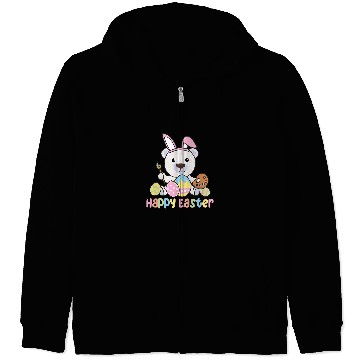 Discover Funny Bear Happy Easter Cute Polar Bear At Easter With Easter Eggs Cute Bears Zip Hoodies