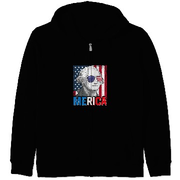 Discover George Washington 4th Of July Merica Men Women American Flag Zip Hoodies