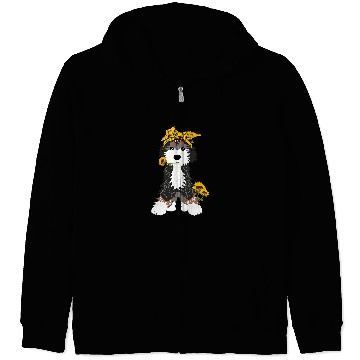 Discover Bernedoodle Dog With Sunflowers Zip Hoodies