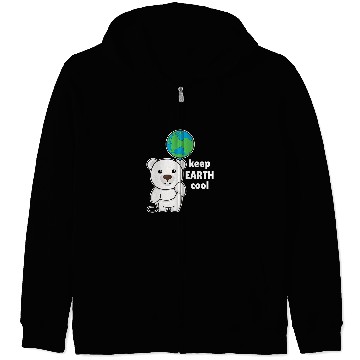 Discover Funny Bear Polar Bear With Earth Climate Protection keeps earth cool Cute Bears Zip Hoodies