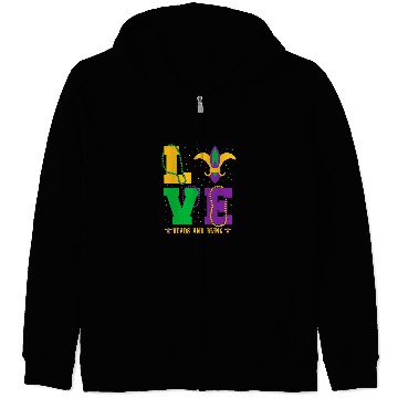 Discover Beads Bling Love Fat Tuesday Zip Hoodies