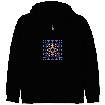 Discover Sewing Machine Barn Quilt Geometric Shapes Design in Peach and Lavender Zip Hoodies