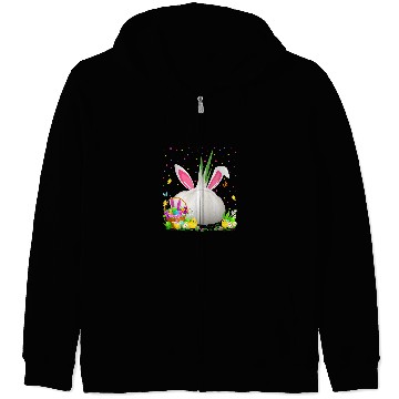 Discover Garlic Easter Egg Hunt Bunny Garlic Easter Sunday Zip Hoodies