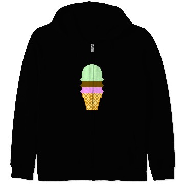 Discover Chocolate Strawberry Mint Ice Cream Cone Zip Hoodies
