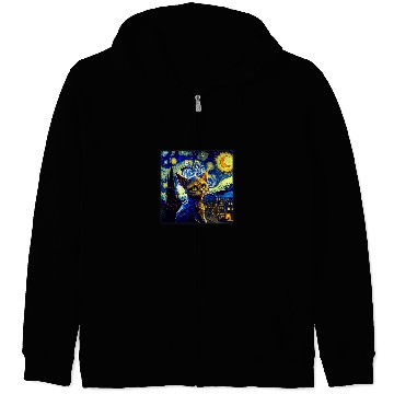 Discover Surrealism Starry Night Gremlin Zip Hoodies