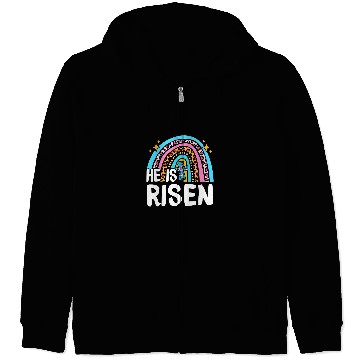 Discover Christian He Is Risen Jesus Happy Easter Rainbow Women Christ Zip Hoodies