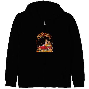 Discover Poodles Autumn Fall Pumpkin Truck Mappe Thanksgiving321 Poodle dog Zip Hoodies