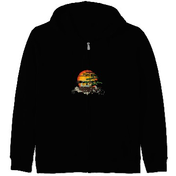 Discover Bonsai Style Tree Sunset or Sunrise Zip Hoodies