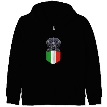 Discover Dog Great Dane Italy Flag Black Great Dane Dog In Pocket Zip Hoodies