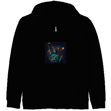 Discover Surrealism Starry Night Statue of Liberty Zip Hoodies