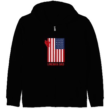 Discover American Flag Lineman Dad Electrical Worker Zip Hoodies