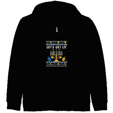 Discover Lets Get Lit Hanukkah Jew Menorah Jewish Chanukkah Xmas3 Zip Hoodies