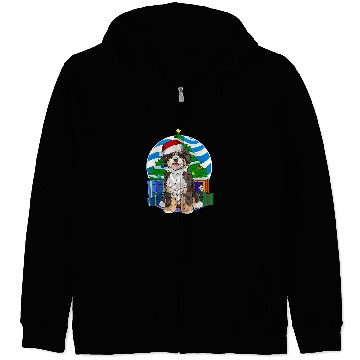 Discover Bernedoodle Dog Funny Christmas Tree Decor Gift Zip Hoodies