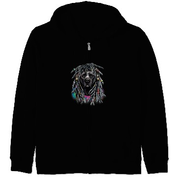 Discover Black Pit Bull Dog Dreadlocks Hippie Reggae Dreads Zip Hoodies