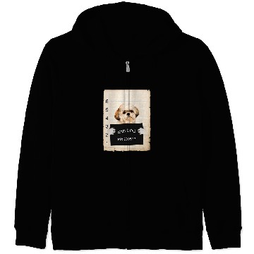 Discover shih tzu Dog mug shot Zip Hoodies