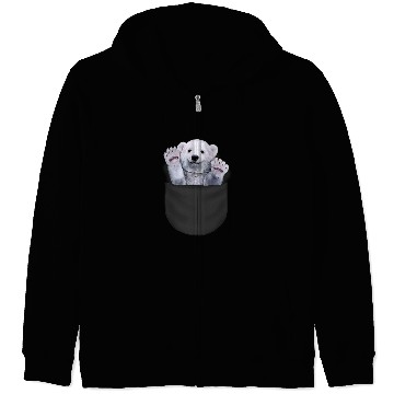 Discover Funny Bear Cute Polar Bear Waving from Pocket Cute Bears Zip Hoodies