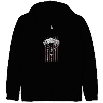 Discover Skydiving Gift Skydiver Silhouette Skydiving American Flag Skydiver Zip Hoodies