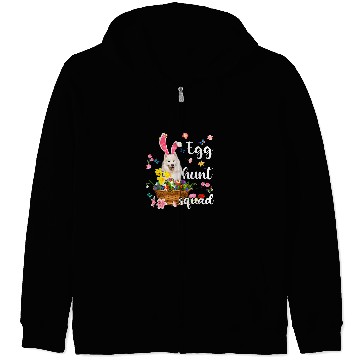 Discover Dog Samoyed Happy Easter Day Easter Colorful Egg Hunt Zip Hoodies