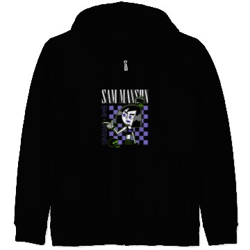 Discover Danny Phantom Sam Manson Retro Kanji Checkerboard Portrait Zip Hoodies