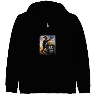 Discover Dog Doberman Riding Chopper Motorcycle Zip Hoodies