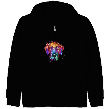 Discover Dog Great Dane Splash Art Colorful Zip Hoodies