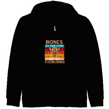 Discover Skeletons Skulls Bones Are Their Money Skeletons Playing Guitar Retro vintages Skull Zip Hoodies