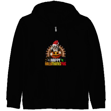 Discover Shih Tzu Dog Thankgiving Funny Happy Hallothanksmas Zip Hoodies