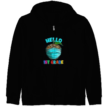Discover Hello Virtual 1st Grade Leopard Print for Teacher Student Zip Hoodies