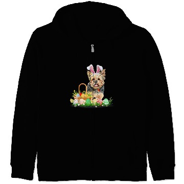Discover Cute Yorkie Easter Day Bunny Eggs Easter Costume Zip Hoodies