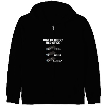 Discover Funny Programer Joke Computer Nerd How To Insert USB Stick Zip Hoodies